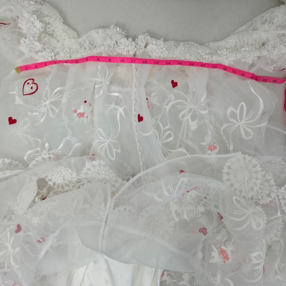 Maeve Sheer 3D Floral V-Neck Maxi Dress Ivory Pink & Red Hearts Sz Small NWT - Picture 11 of 15